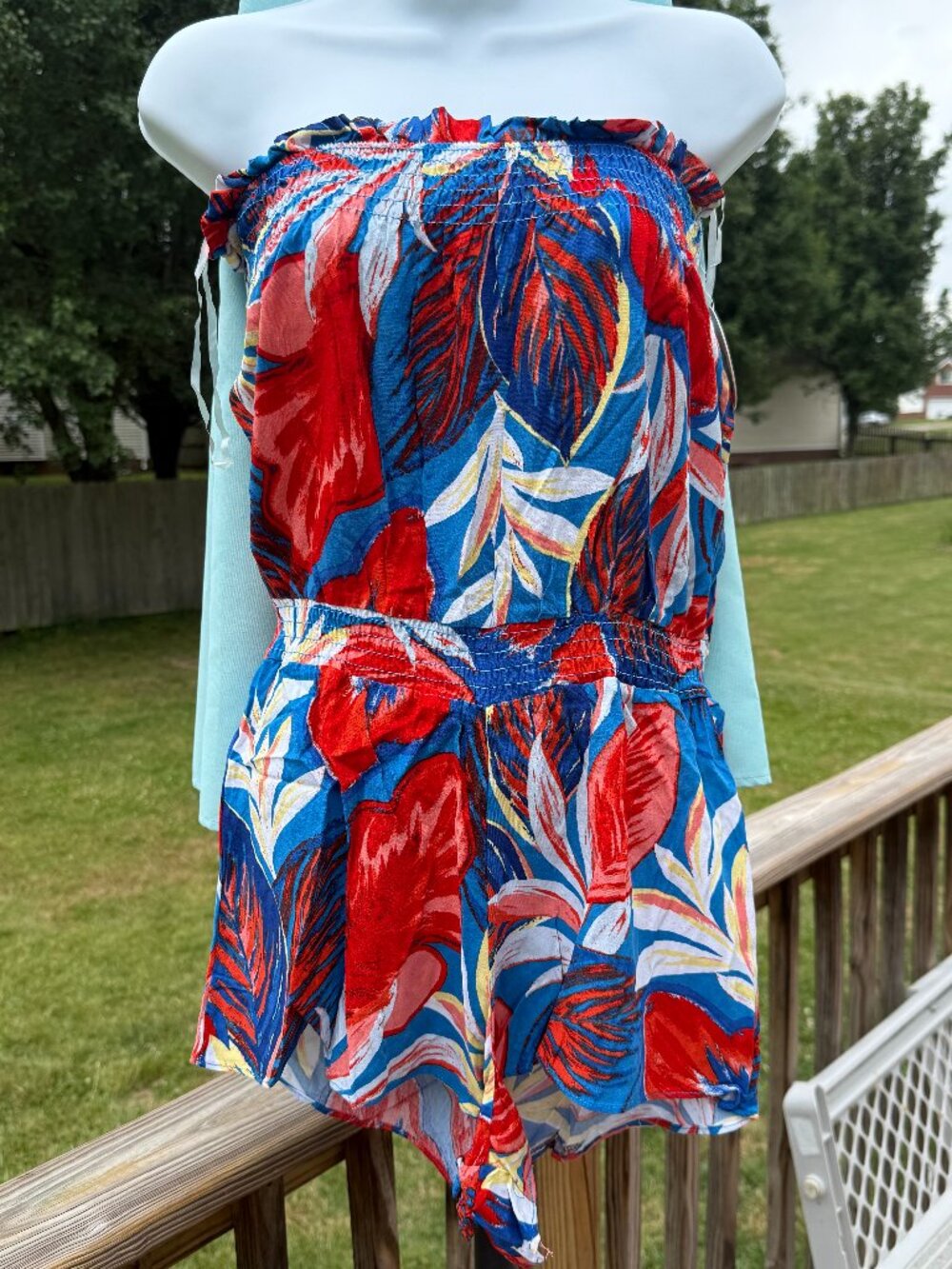 Jolie & Joy Tropical Strapless Romper Resortcore Vacationcore Coastal S 3597